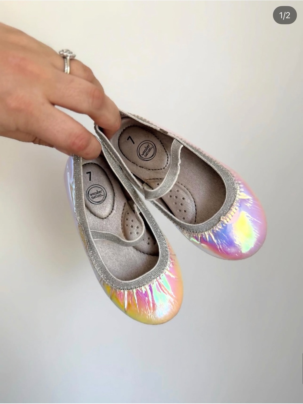 Wonder Nation Iridescent Toddler Ballet Flats (Size 7)